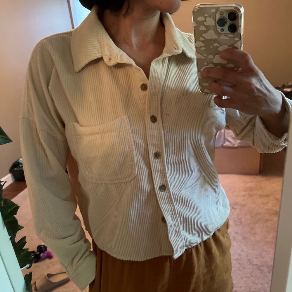 Cropped Corduroy Button Down